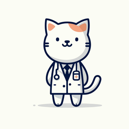 cartoon vet cat with flat design styleのイラスト素材