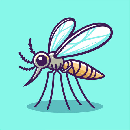 cartoon of a malaria mosquito in flat design styleのイラスト素材