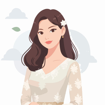 cartoon pretty girl with elegant dress in flat design styleのイラスト素材