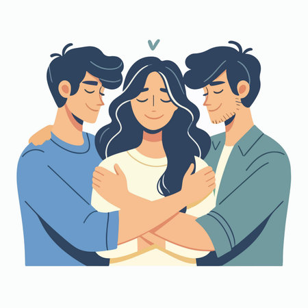 people hugging with friends celebrating national hug day in flat design styleのイラスト素材