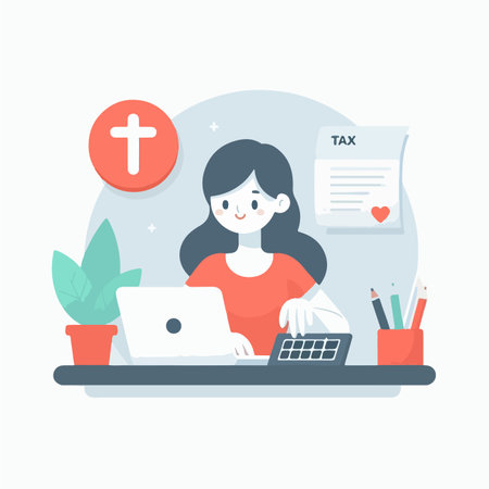 accountant employee checking tax with laptopのイラスト素材