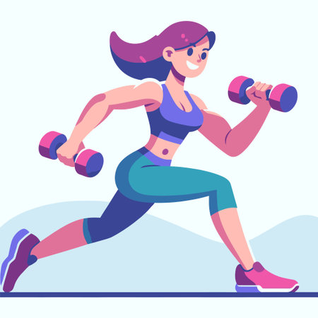 woman workout with dumbbells in flat design illustrationのイラスト素材
