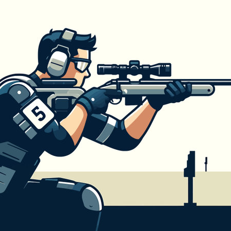 male sniper athlete in a flat design illustrationのイラスト素材
