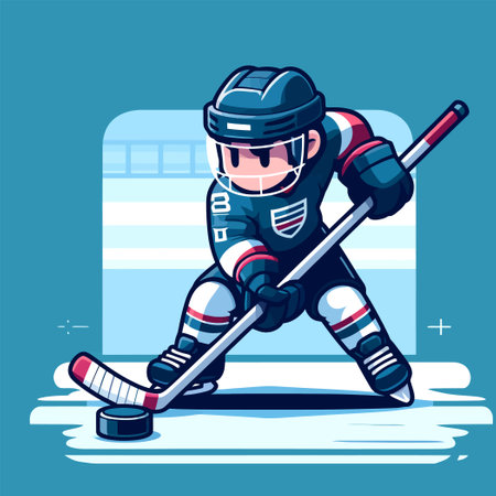 illustration of a hockey player dribbling the puckのイラスト素材