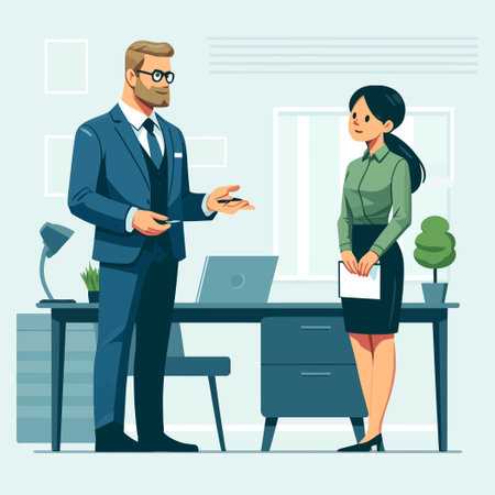 illustration of a boss speaking to an employeeのイラスト素材