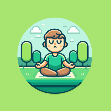illustration of a person meditating in a parkのイラスト素材