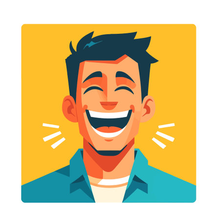 Illustration of a man with a happy laughing expressionのイラスト素材