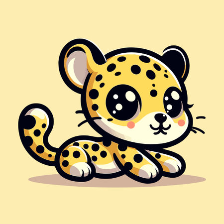 adorable leopard cartoon illustrationのイラスト素材