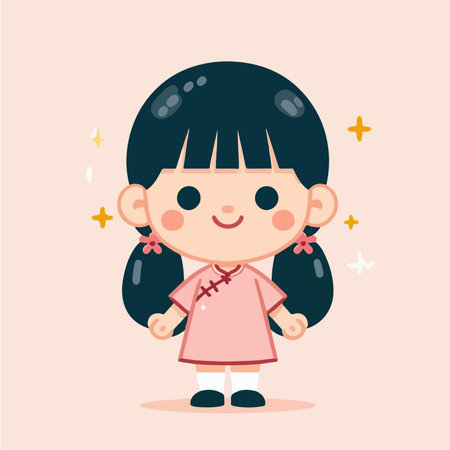 tiny chinese girl avatarのイラスト素材