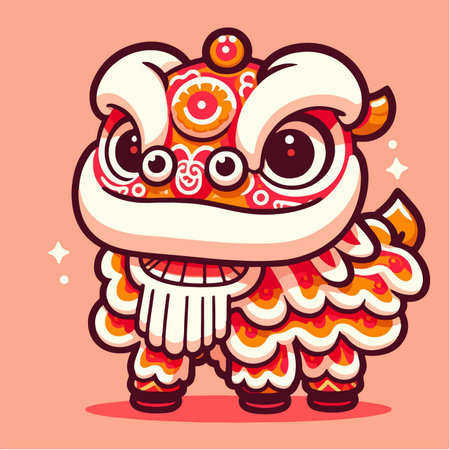 chinese new year lion danceのイラスト素材