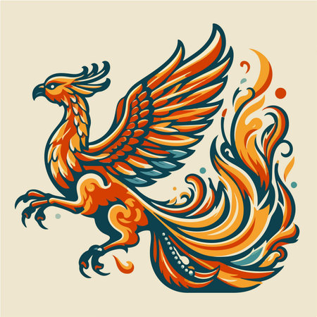 Chinese mythological phoenix creatureのイラスト素材