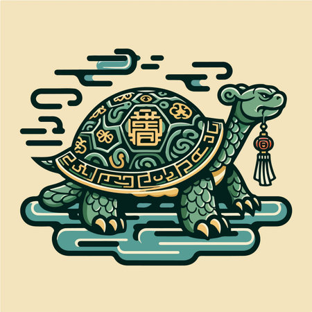 Chinese dragon turtle mythological creatureのイラスト素材