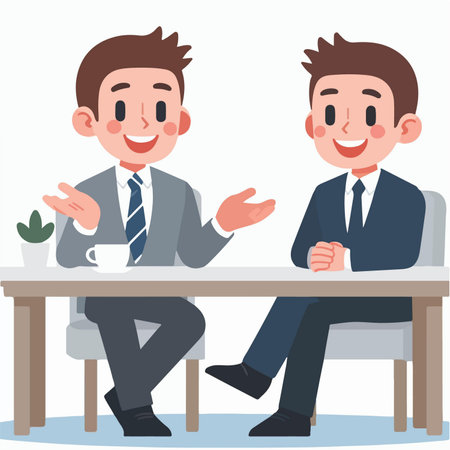 Flat design illustration of a business talk with coworkersのイラスト素材