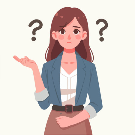 flat design illustration of a woman confused to chooseのイラスト素材