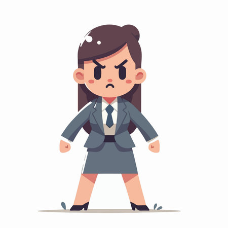 Flat design illustration of angry business woman expression conceptのイラスト素材