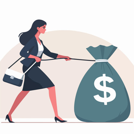Flat design illustration of a business woman attracting forced paymentのイラスト素材