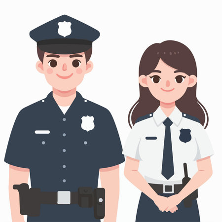 illustration of a flat design of a security force police coupleのイラスト素材