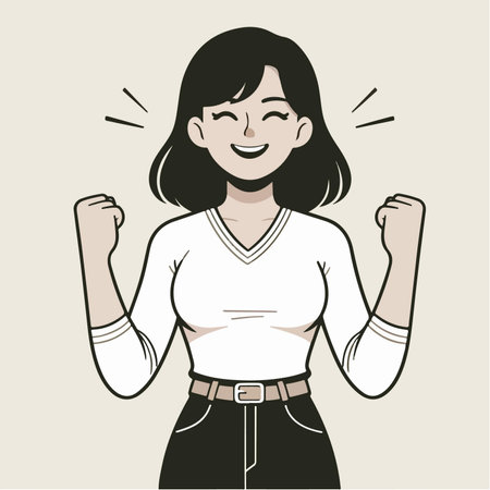 illustration of a woman with a proud expressionのイラスト素材