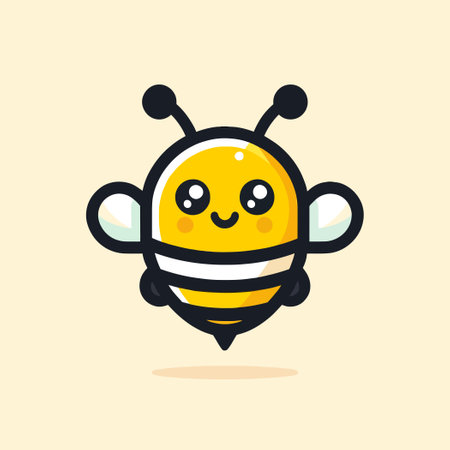 A cartoon mascot of a cute smiling beeのイラスト素材