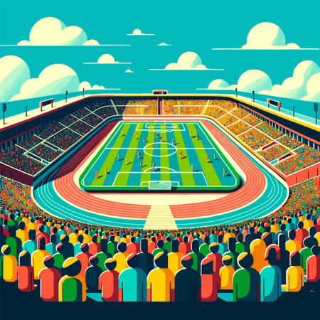 illustration of a soccer stadium atmosphere with fansのイラスト素材