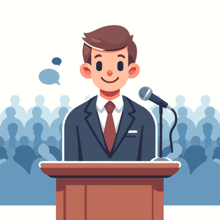 illustration of a businessman giving a public speechのイラスト素材