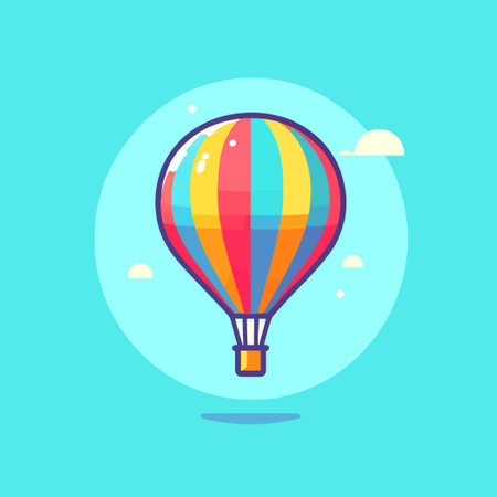 cute colorful hot air balloon cartoon illustrationのイラスト素材