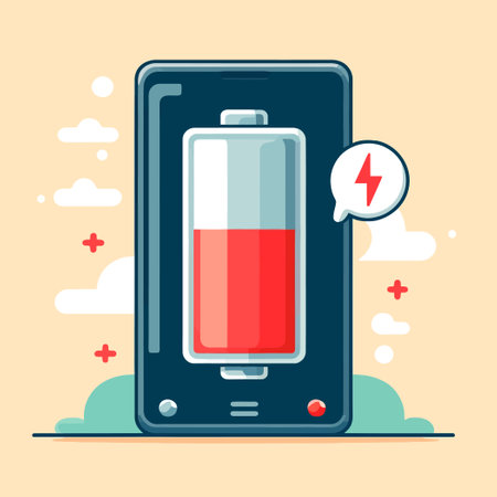 illustration of a smartphone with a low battery iconのイラスト素材