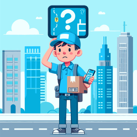 illustration of a lost package delivery personのイラスト素材