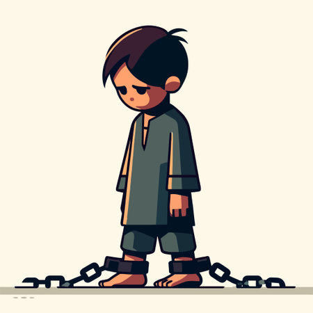 cartoon illustration of a slave with chains on his feetのイラスト素材