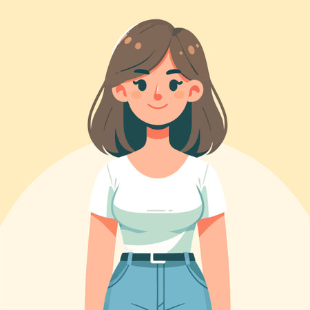 cartoon of a person standing with a satisfied expressionのイラスト素材