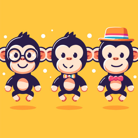 cheerful chimpanzee character cartoonのイラスト素材