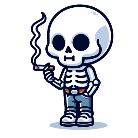 cool skeleton character smoking a cigaretteのイラスト素材