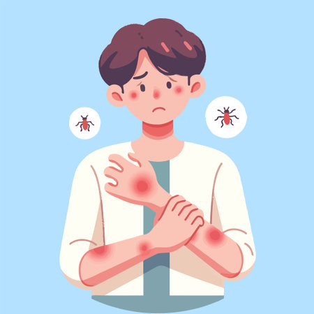 Illustration of a man itching from an insect bite
