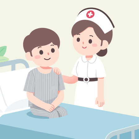 cartoon of a nurse helping a patientのイラスト素材