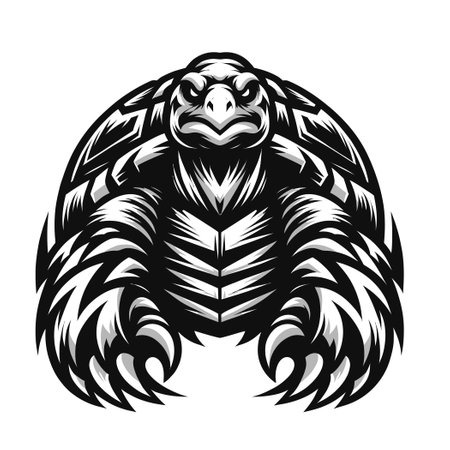 tortoise mascot  in black and white silhouetteのイラスト素材