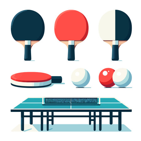 cartoon table tennis equipment collectionのイラスト素材