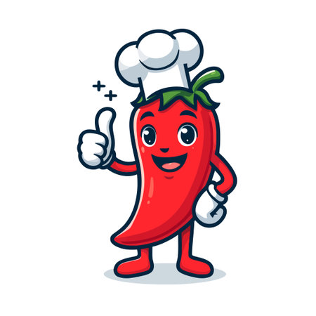 cartoon chili pepper mascot with chef costume giving a thumbs upのイラスト素材
