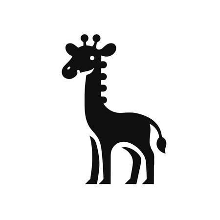 giraffe   in black and white silhouetteのイラスト素材