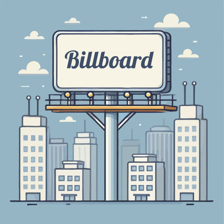 cartoon of a modern billboard in a cityscape settingのイラスト素材