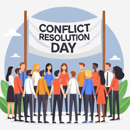 illustration of people holding hands to celebrate conflict resolution dayのイラスト素材