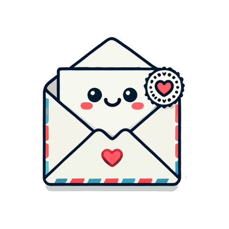 cute envelope cartoon with stampsのイラスト素材