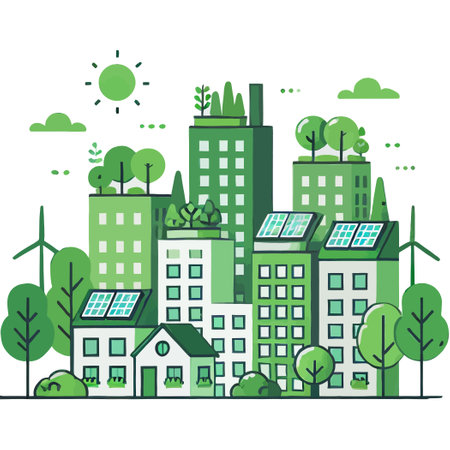 illustration of green city buildings for National Green City Dayのイラスト素材