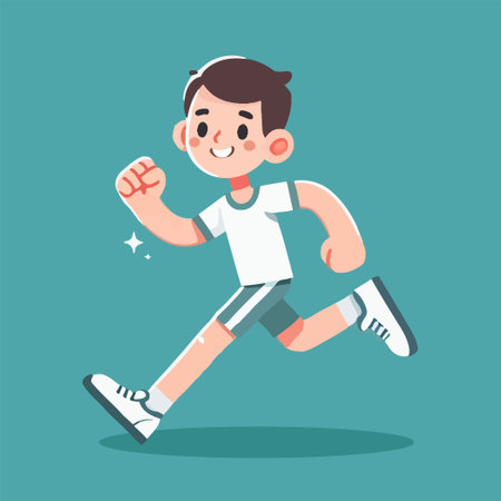illustration of a cheerful running athlete celebrating National Sports Dayのイラスト素材