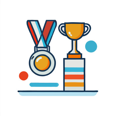 minimalist cartoon icon of sport medal and trophyのイラスト素材