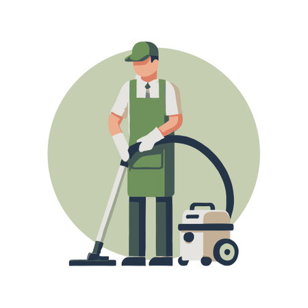 Cleaning Professional with Vacuum Cleanerのイラスト素材