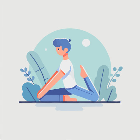 Peaceful Yoga Practice Outdoors Man Meditation Illustrationのイラスト素材