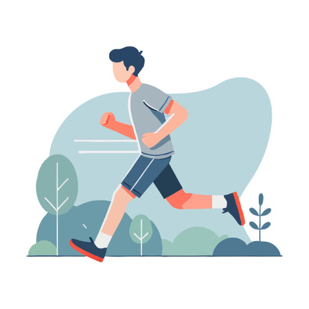 Cartoon of person jogging in a parkのイラスト素材