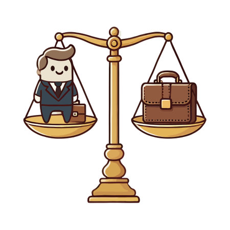 Businessman and Briefcase on a Balance Scale Illustrationのイラスト素材