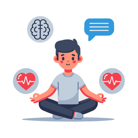 Young Man Meditating Achieving Mental and Physical Wellbeingのイラスト素材