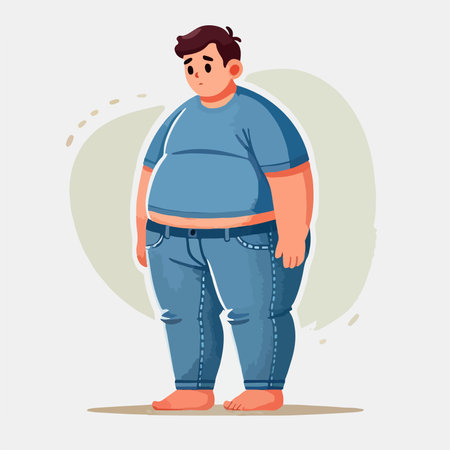 Illustration of an overweight man feeling sadのイラスト素材